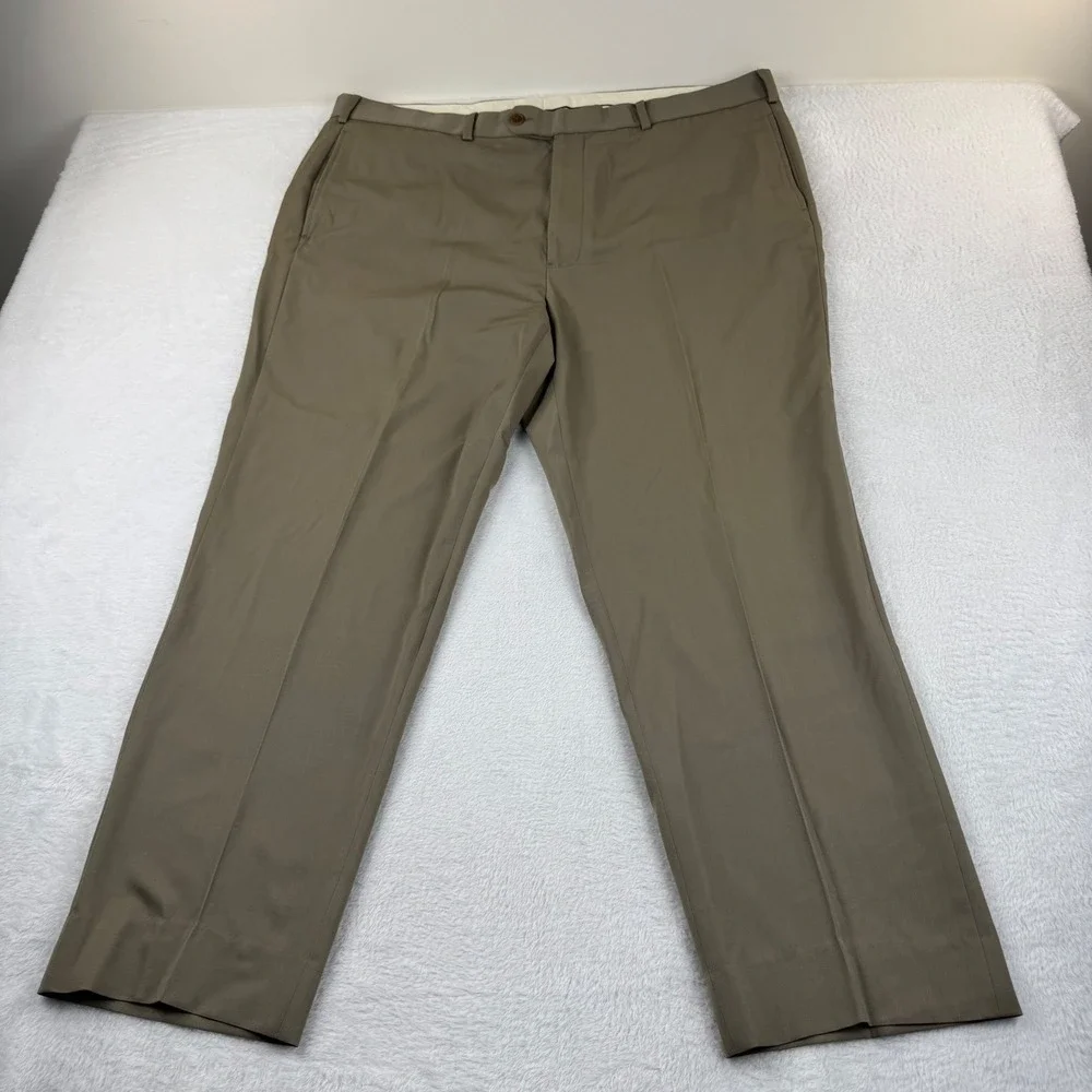 Brooks Brothers Madison Men Dress Pant Trouser 42x32 Altered 30 Taupe Brown Wool